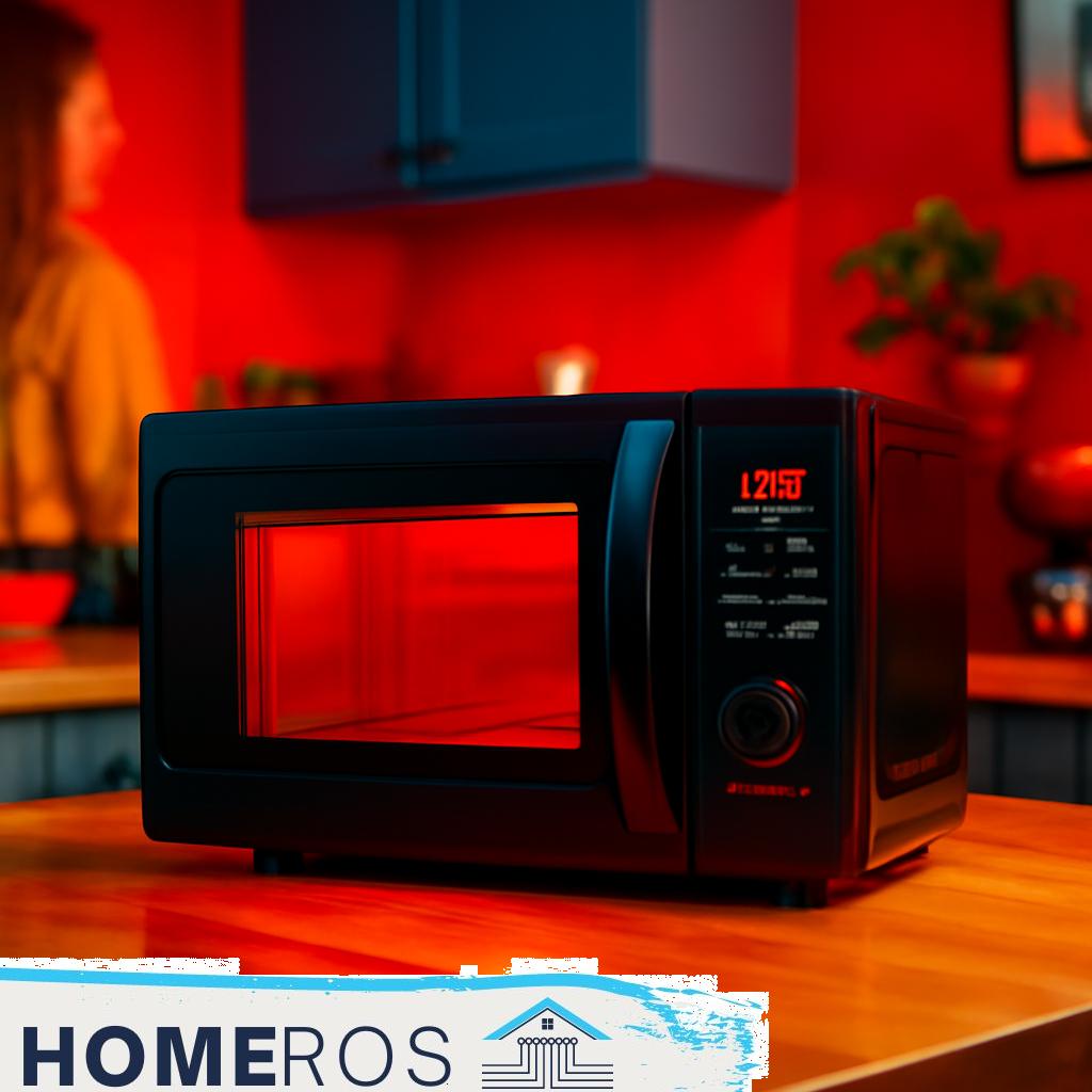 ALT-Text: Moderne Mikrowellenherde in einer hellen Kücheneinrichtung, ideal für den schnellen und praktischen Gebrauch im Haushalt.